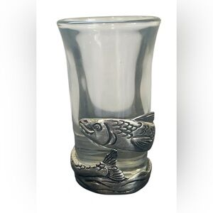 PEWTER FISH SHOT GLASS HAND CRAFTED NOVA SCOTIA BASIC SPIRIT